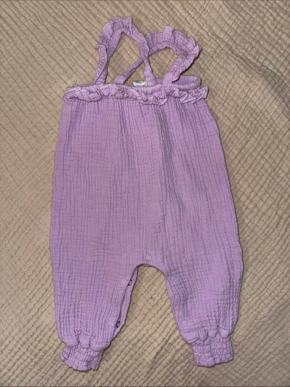 Ruffled Strap Lilac Muslin One-Piece for Kids